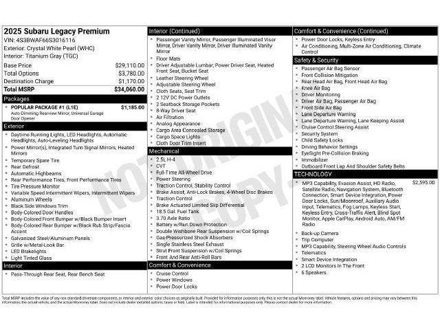 2025 Subaru Legacy Premium