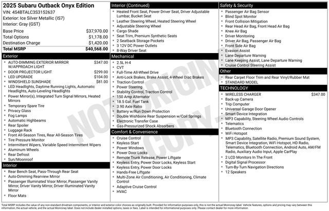 2025 Subaru Outback Onyx Edition