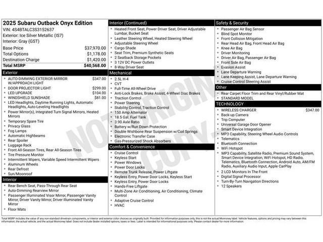 2025 Subaru Outback Onyx Edition