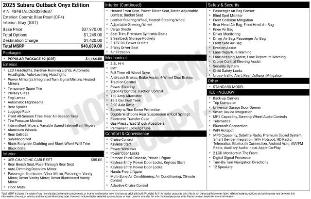 2025 Subaru Outback Onyx Edition