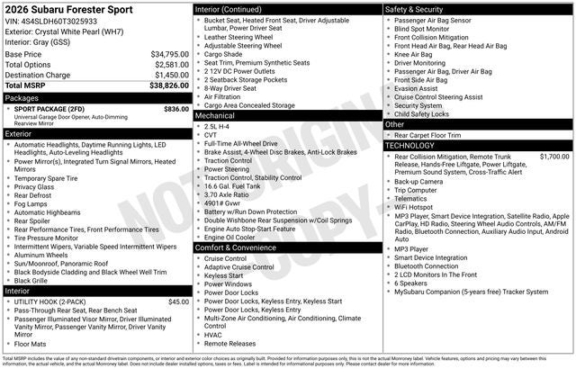 2026 Subaru Forester Sport