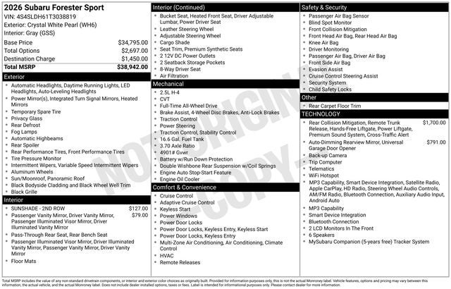 2026 Subaru Forester Sport