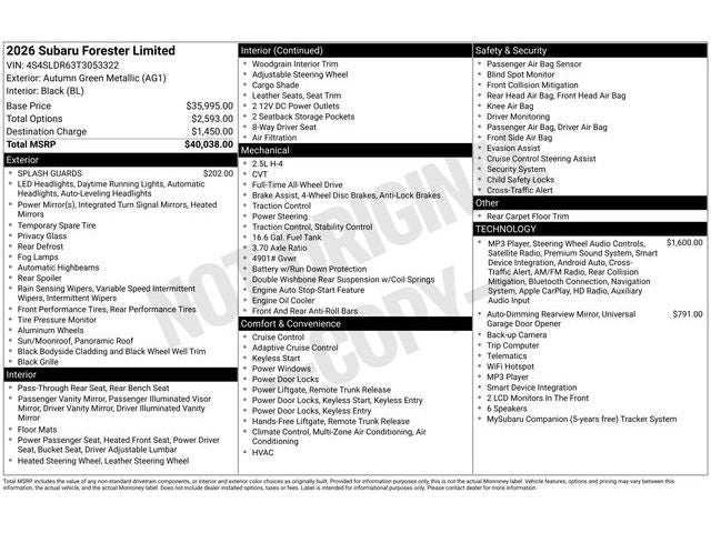 2026 Subaru Forester Limited