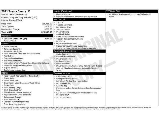 2011 Toyota Camry LE