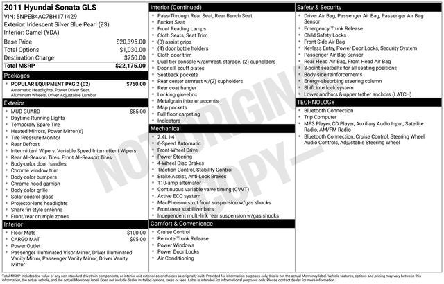 2011 Hyundai Sonata GLS
