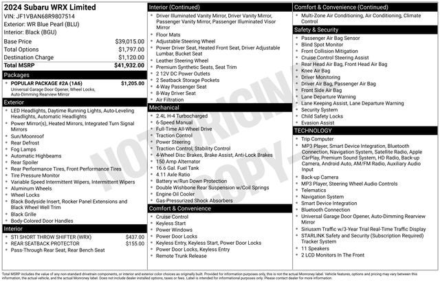 2024 Subaru WRX Limited