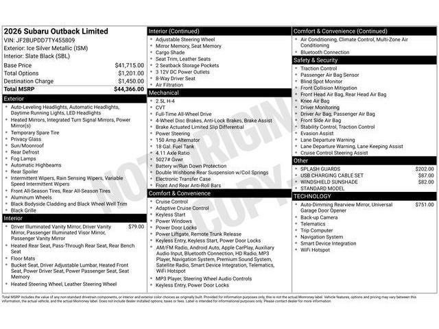 2026 Subaru Outback Limited