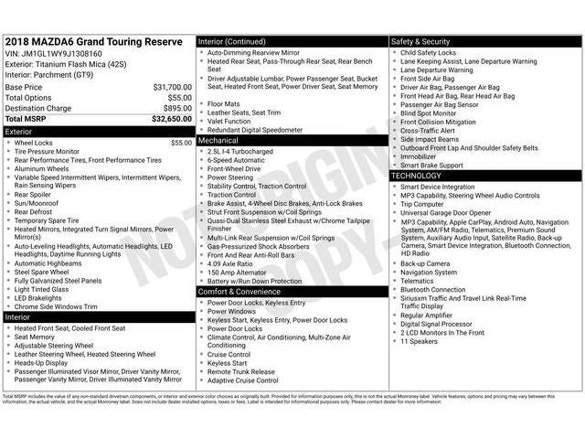 2018 Mazda Mazda6 Grand Touring Reserve