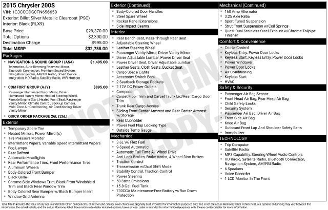 2015 Chrysler 200 S