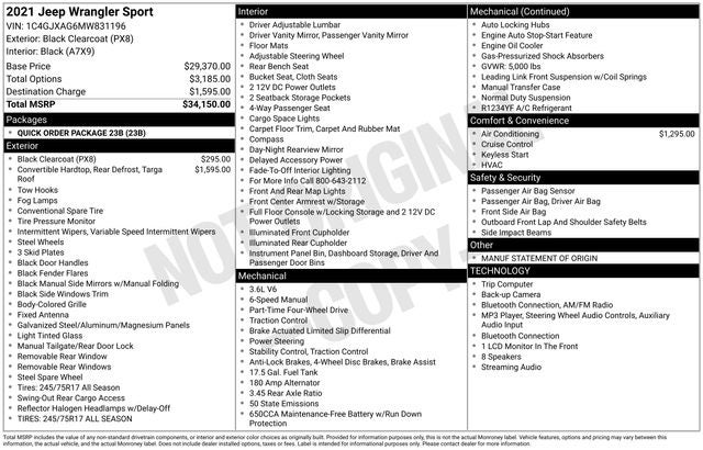 2021 Jeep Wrangler Sport