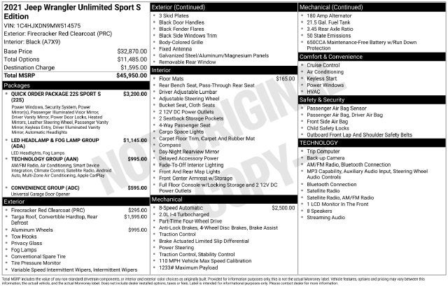 2021 Jeep Wrangler Unlimited Sport S
