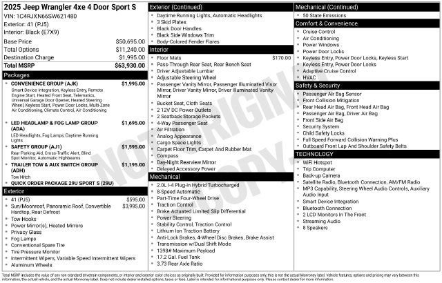 2025 Jeep Wrangler Sport S 4xe