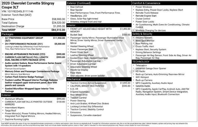 2020 Chevrolet Corvette Stingray 3LT