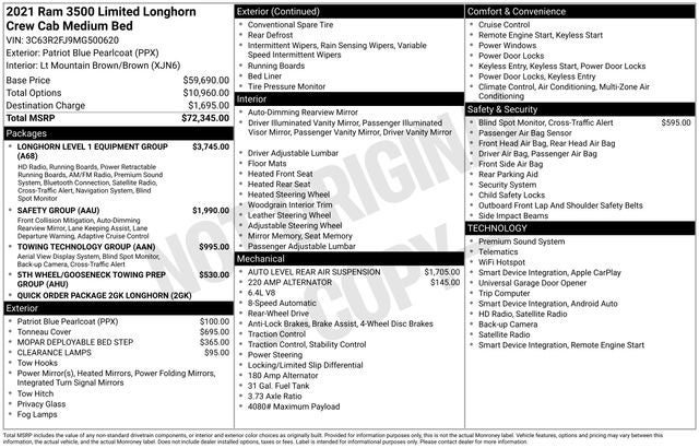 2021 RAM 3500 Limited Longhorn