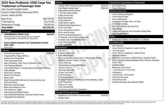 2025 RAM ProMaster 2500 High Roof