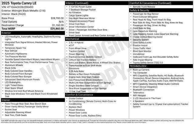 2025 Toyota Camry LE