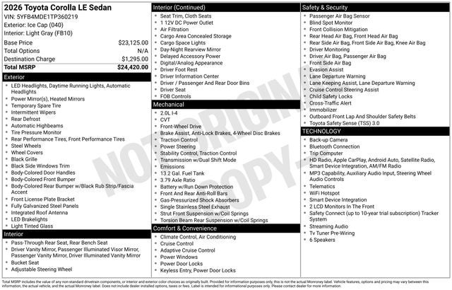 2026 Toyota Corolla LE