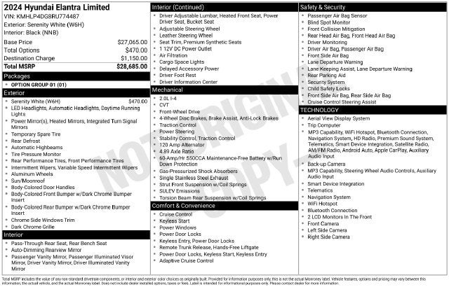 2024 Hyundai Elantra Limited